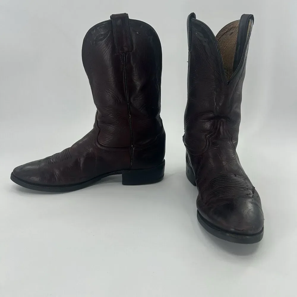 Vintage Tony Lama 0010 Leather Western Cowboy Boots Mens Size 10 Vibram Soles.